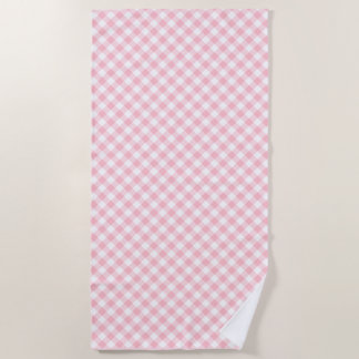 Gingham-Karo, rosa und weiße mittlere Größe Strandtuch
