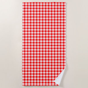 Gingham-Karo, rot und weiß, mittelgroß Strandtuch