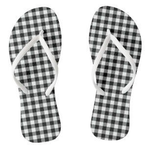Gingham-Karo, Schwarz und Weiß Flip Flops
