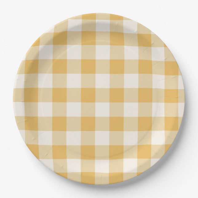 Gingham-Karo-Teller Pappteller (Vorderseite)