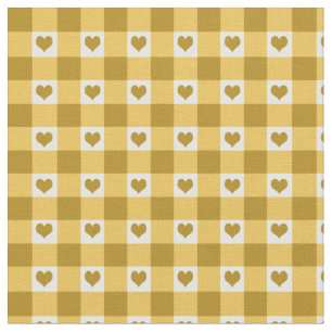 Gingham-Karo-und des Herz-Muster-  Gelb Stoff