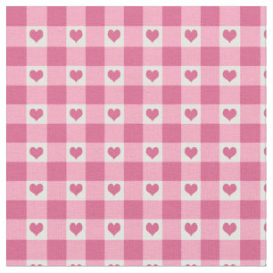 Gingham-Karo-und des Herz-Muster-  Rosa Stoff