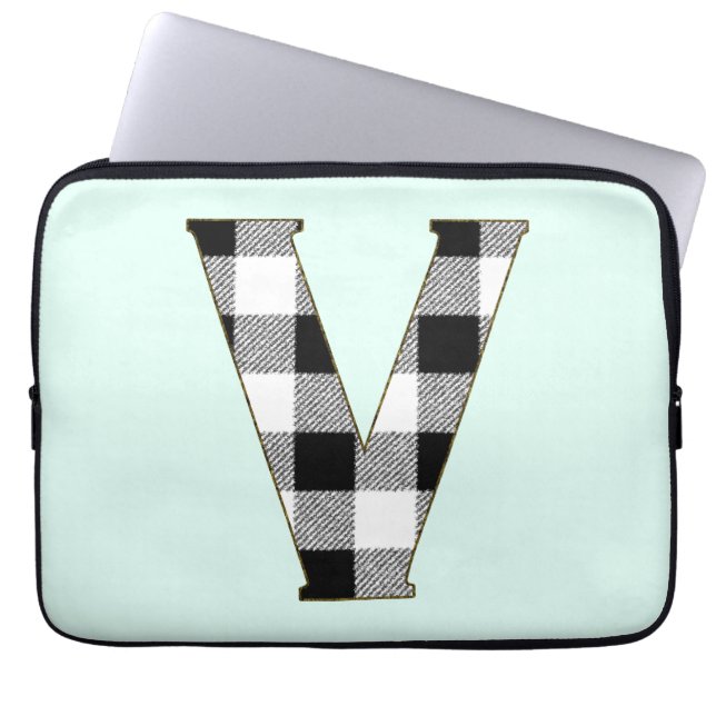 Gingham Karo V Laptopschutzhülle (Vorderseite)