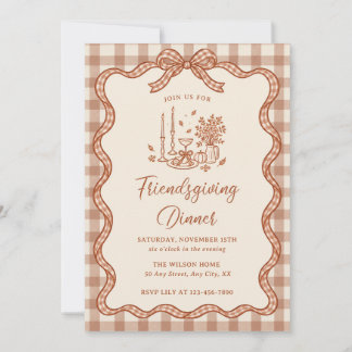 Gingham-Karofreundschaftsdinner im Herbst Einladung