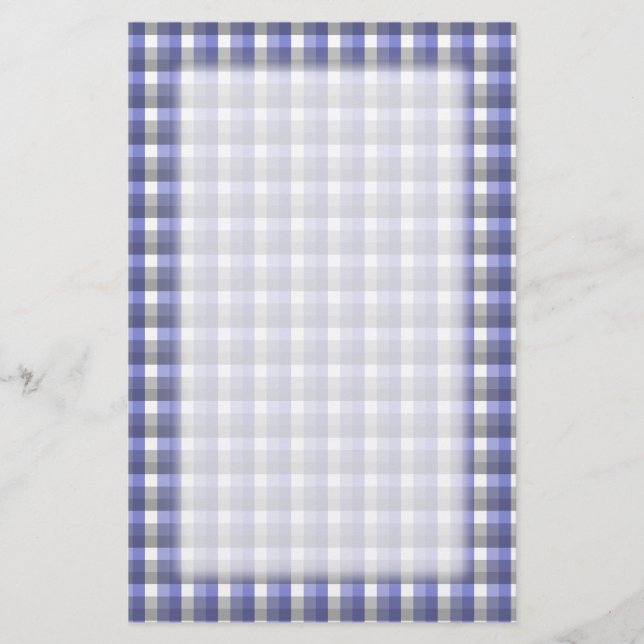 Gingham-Karomuster. Blau, grau, weiß Briefpapier (Vorderseite)