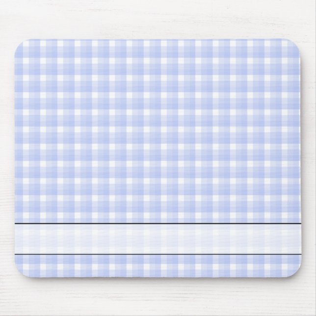 Gingham-Karomuster. Hellblau u. weiß Mousepad (Vorne)
