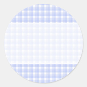 Gingham-Karomuster. Hellblau u. weiß Runder Aufkleber