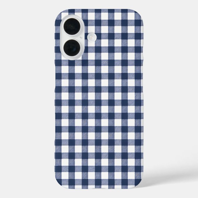 Gingham-Karomuster - Marineblau Case-Mate iPhone Hülle (Rückseite)