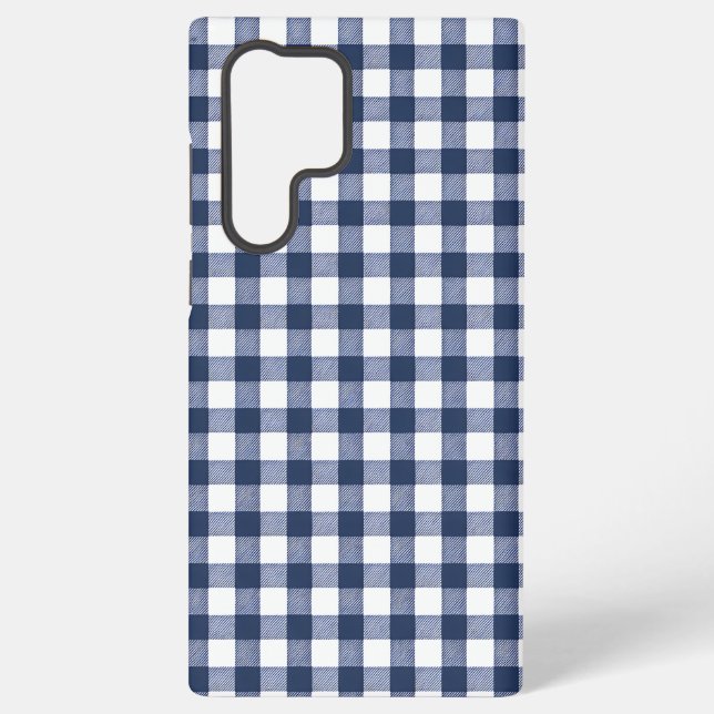 Gingham-Karomuster - Marineblau Samsung Galaxy Hülle (Rückseite)