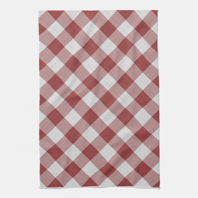 Gingham-Karomuster rot und weiß Geschirrtuch (Vertikal)