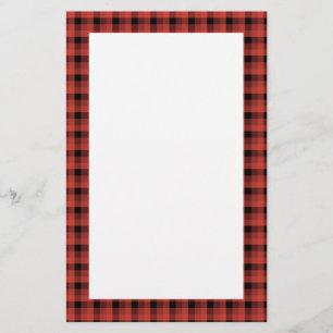 Gingham-Karomuster. Rotes und schwarzes kariertes Briefpapier