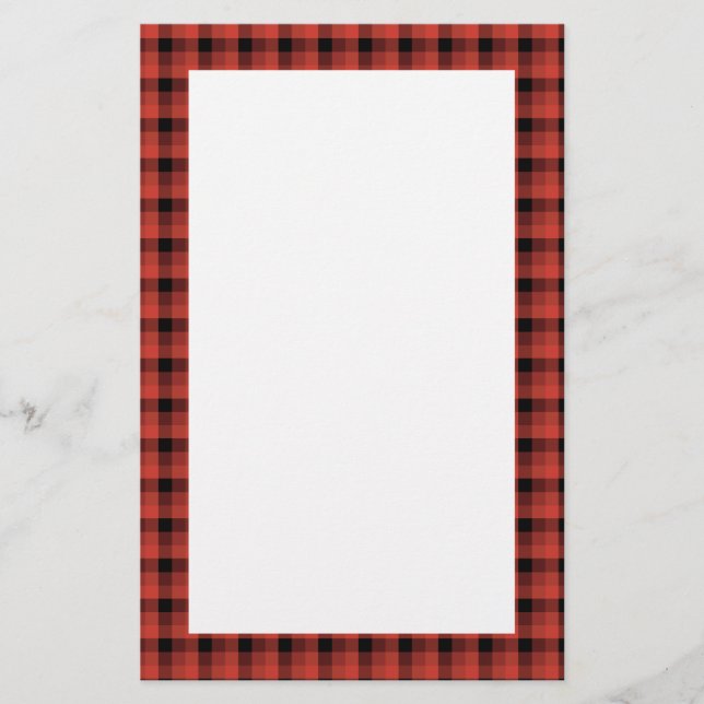 Gingham-Karomuster. Rotes und schwarzes kariertes Briefpapier (Vorderseite)