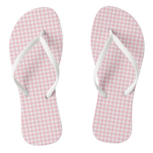 Gingham-Karos in Rosa und Weiß Flip Flops