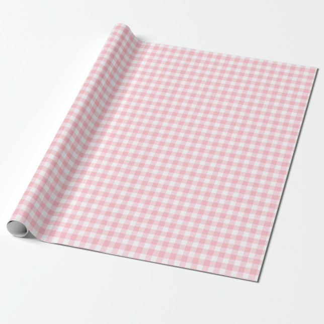 Gingham-Karos in Rosa und Weiß Geschenkpapier (Ungerollt)