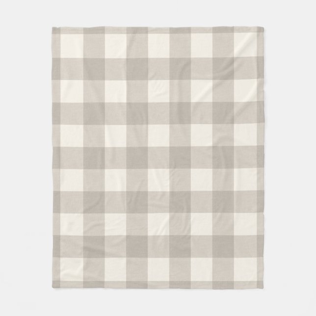 Gingham Karos kariert neutrales Beige Fleecedecke (Vorderseite)