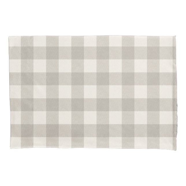 Gingham Karos kariert neutrales Beige Kissenbezug (Vorderseite)