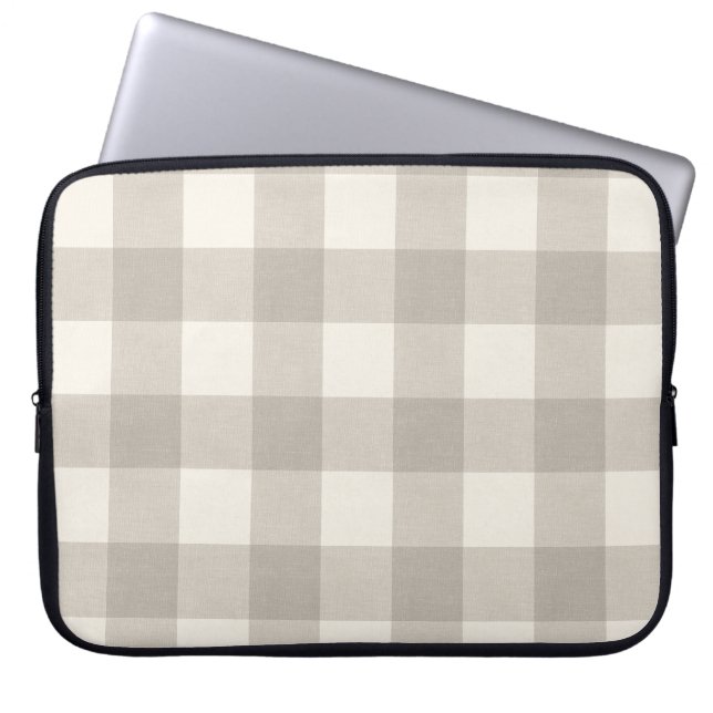Gingham Karos kariert neutrales Beige Laptopschutzhülle (Vorderseite)