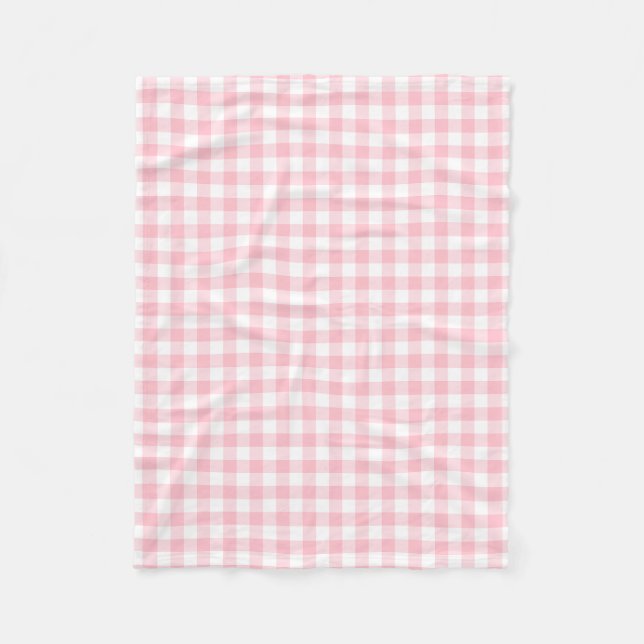 Gingham-Karos, rosa und weiße Mittelformat Fleecedecke (Vorderseite)