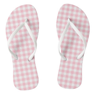 Gingham-Karos, rosa und weiße Mittelformat Flip Flops