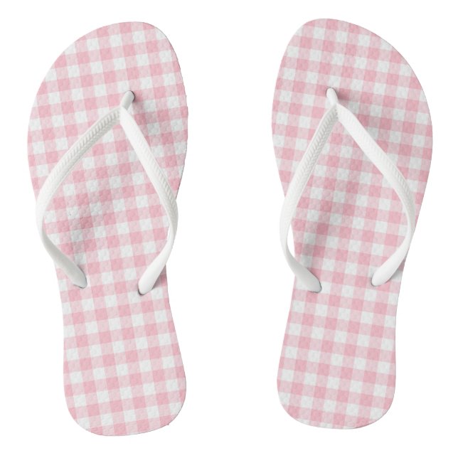 Gingham-Karos, rosa und weiße Mittelformat Flip Flops (Fußbett)