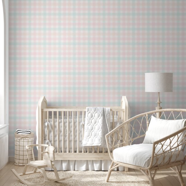 Gingham-Kinderzimmer-Tapete für Mädchen Tapete (Kinder)