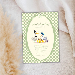 Gingham Kleines Entlein Familie Entenbaby-Party Einladung