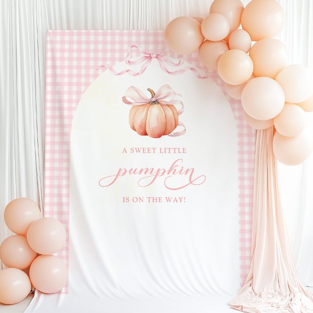 Gingham-Kürbis-Baby-Shower-Torbogen-Hintergrund-Ta Wandteppich (Von Creator hochgeladen)