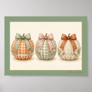 Gingham-Kürbis-Trio mit Schleifen Poster