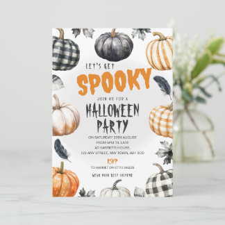 Gingham-Kürbisse Halloween-Party-Einladung Einladung