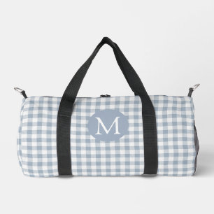 Gingham Küsten-Preppy-Karo Blau-Weiß-Monogramm Duffle Bag