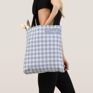 Gingham Küstenkariert Preppy Check Blau Weiß Name
