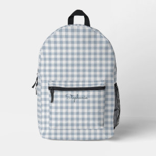 Gingham Küstenkariert Preppy Karo Blau Weiß Name Bedruckter Rucksack