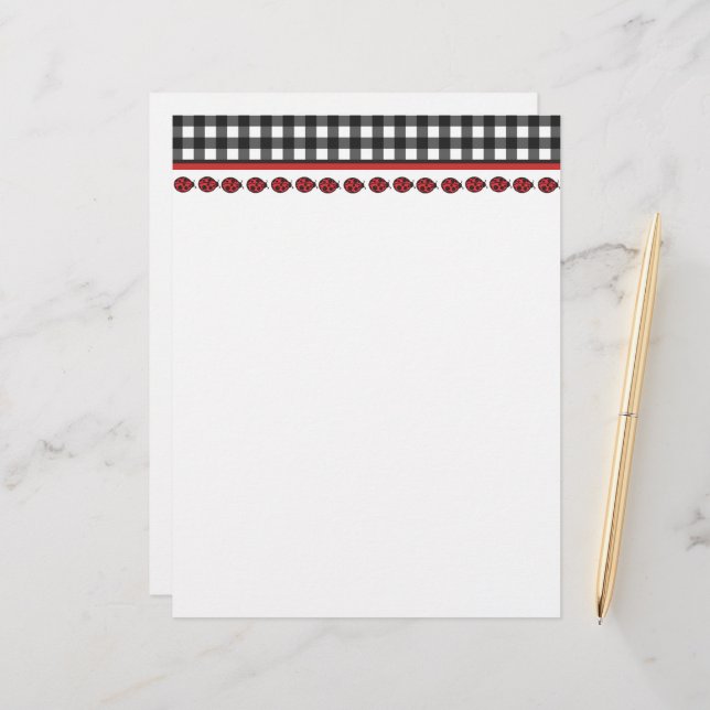 Gingham Ladybug Letterhead (Vorderseite/Rückseite Beispiel)