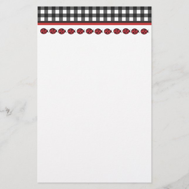 Gingham Ladybug Stationary Briefpapier (Vorderseite)