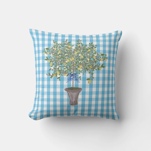 Gingham Lemons Lemon Tree  Kissen (Vorderseite)