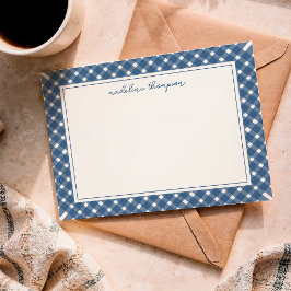 Gingham Light Navy Blue Border Mitteilungskarte
