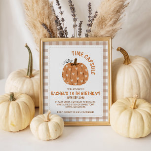 Gingham Little Pumpkin Zeitkapsel-Tischschild Sockelschild