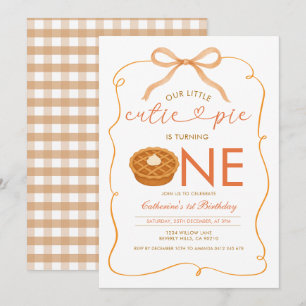 Gingham Little Süsse Pie Gender Neutral Birthday Einladung