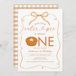 Gingham Little Süsse Pie Gender Neutral Birthday Einladung