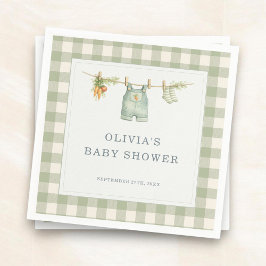 Gingham Locally Grown Baby Shower Party Serviette