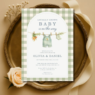 Gingham Locally Grown Paarbebyshower Einladung