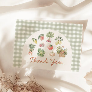 Gingham lokal gewachsene Babyparty Dankeskarten Dankeskarte