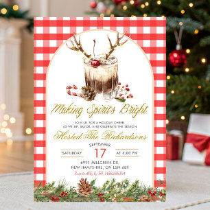 Gingham macht Weihnachts-Cocktail-Geister hell Einladung