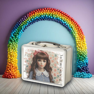 Gingham-Mädchen Whimsical Vintage Metall Brotdose