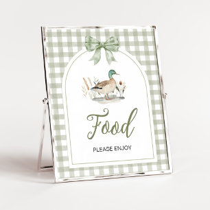 Gingham Mallard Duck Baby Shock Food Sign Poster