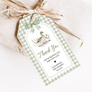 Gingham Mallard Duck Baby Shower Favor Tags Geschenkanhänger