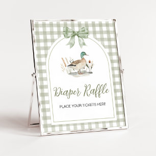 Gingham Mallard Duck BabyShower Windel Raffle-Zeic Poster