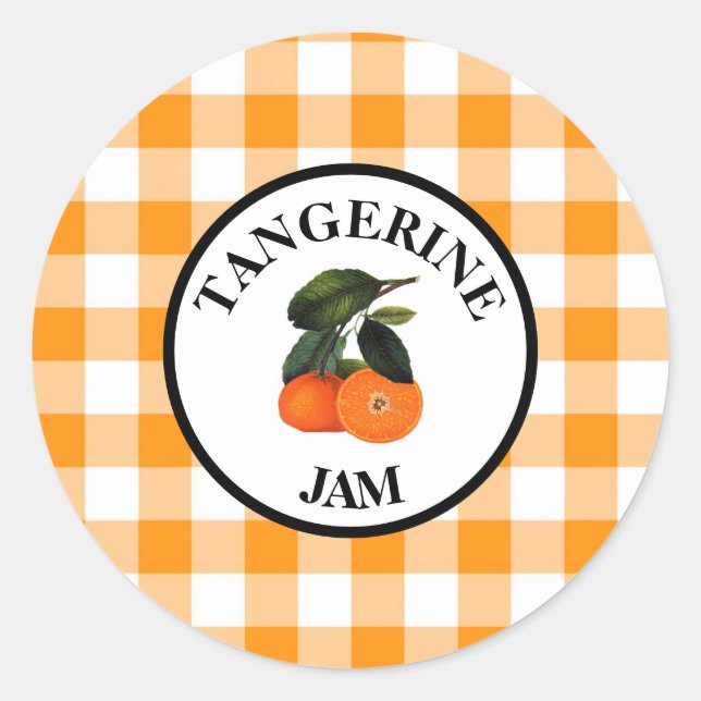 Gingham Mandarine Jam Runder Aufkleber (Vorderseite)