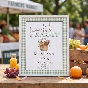 Gingham-Markt-Mimosa-Bar-Schild Brautparty Poster