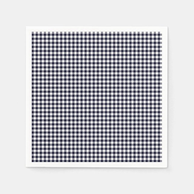 Gingham-Midnight Blue Paper Napkins Serviette (Vorderseite)